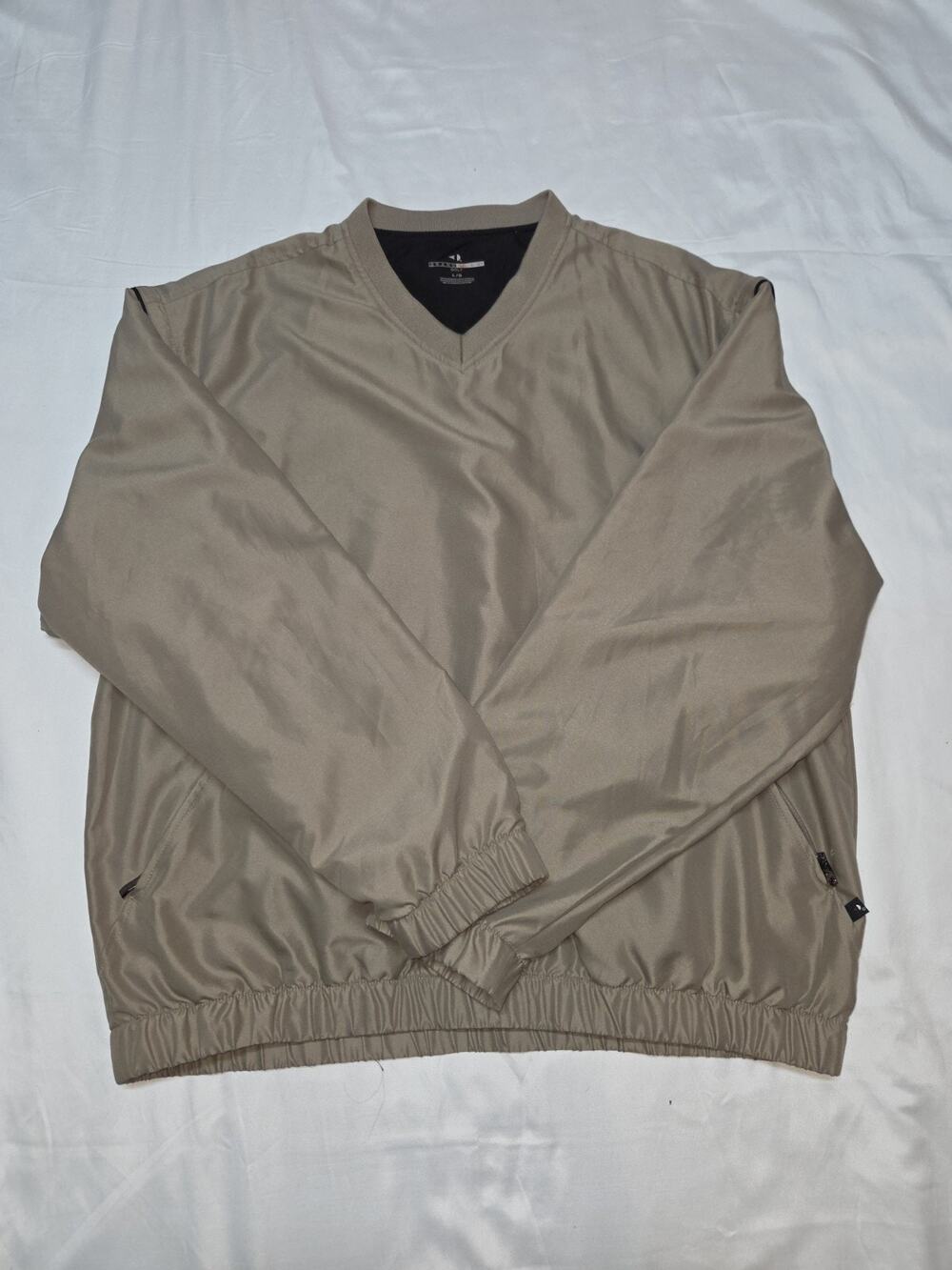 Grand Slam Pullover Golf Windbreaker Size L Khaki V-Neck Zip Off Sleeves
